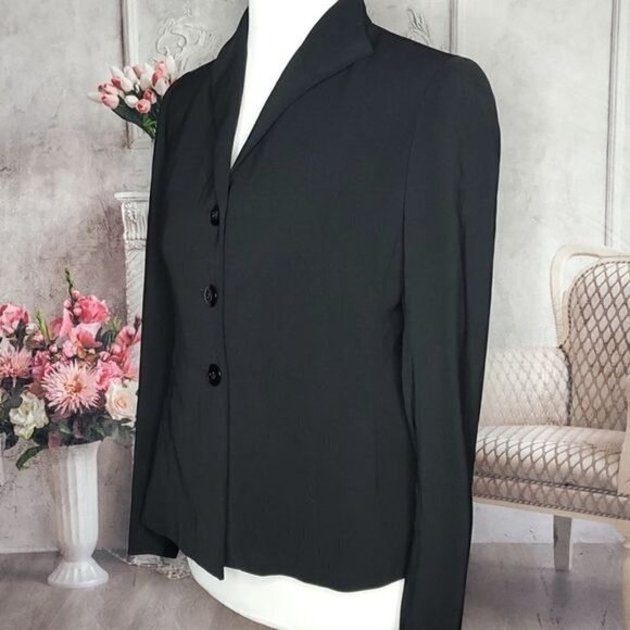 𝅺kasper Petites Black Lined Collared Long Sleeve Button Down Blazer Size 2P - Picture 4 of 9